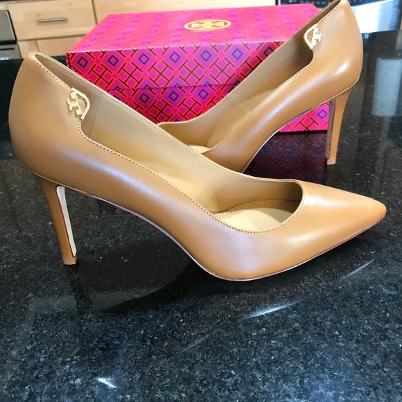 Tory Burch Womens Elizabeth Tan Leather 85 mm Pump